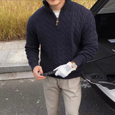Pull Adrien – Maille Câblée Demi-Zip