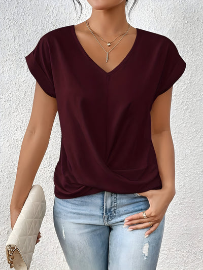 ANA - Elegancka Casual Bluzka z Dekoltem w Serek