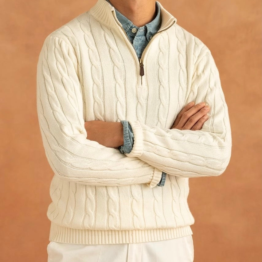 Pull Adrien – Maille Câblée Demi-Zip