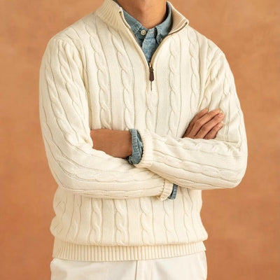 Pull Adrien – Maille Câblée Demi-Zip