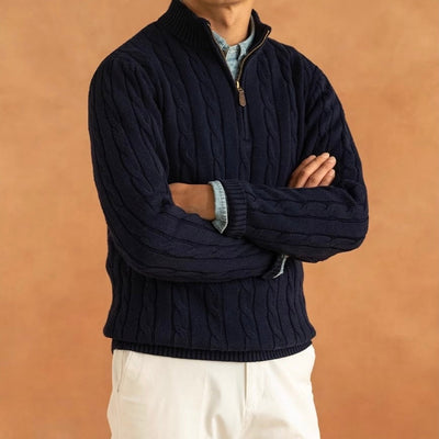 Pull Adrien – Maille Câblée Demi-Zip