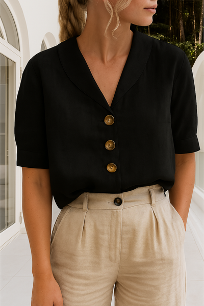 EVELINDA - Elegancka Casualowa Lniana Bluzka