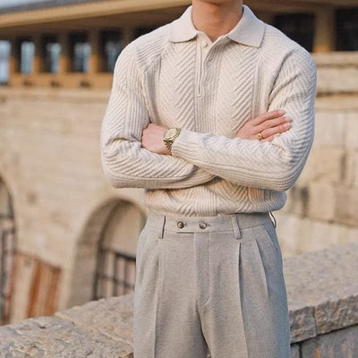 Polo Beaumont – Tricot texturé à col polo