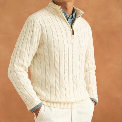 Pull Adrien – Maille Câblée Demi-Zip