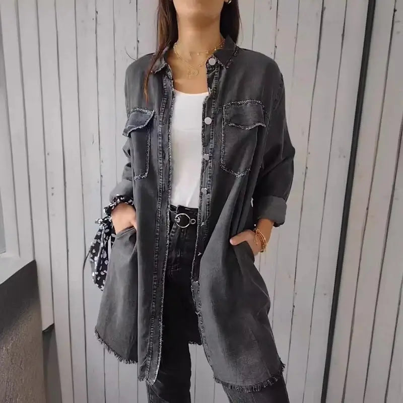 MARIE - Casual Denim Kurtka Koszulowa