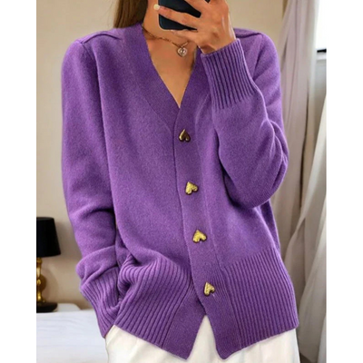 Liora – Miękki kardigan z guzikami w kształcie serc