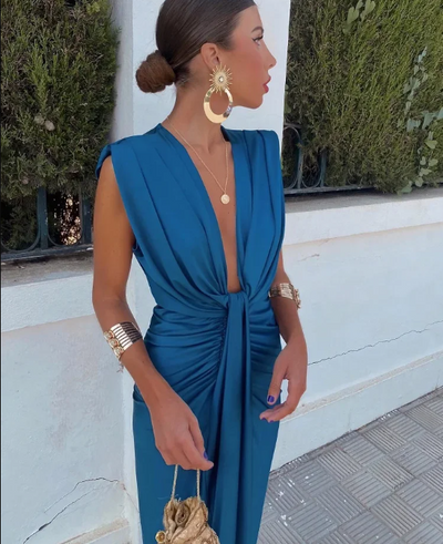 Solène – Robe Drapée Été Soleil