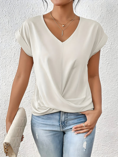 ANA - Elegancka Casual Bluzka z Dekoltem w Serek