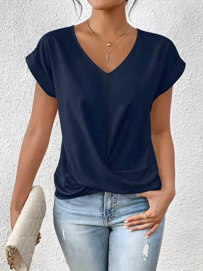 ANA - Elegancka Casual Bluzka z Dekoltem w Serek
